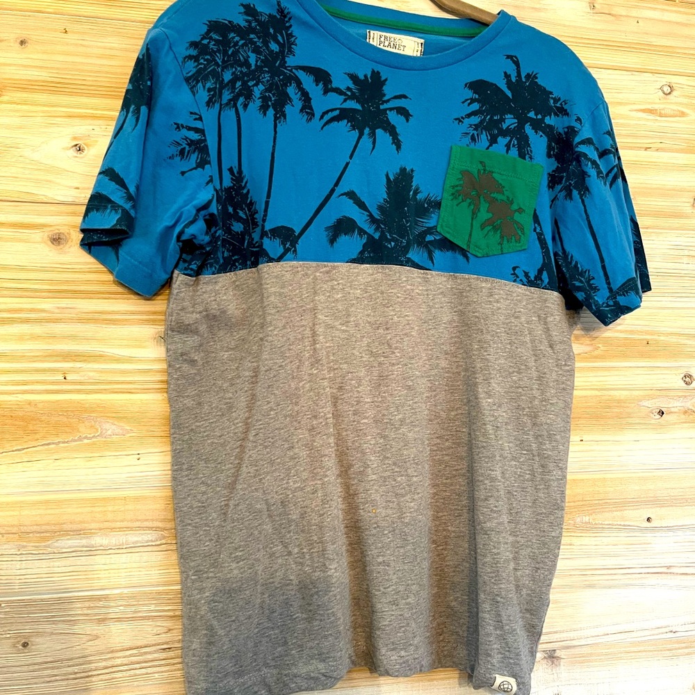 Mens medium shirt palm tree blue